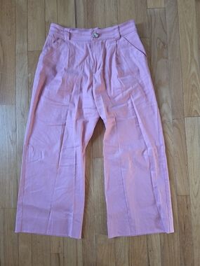 cabi Pale Pink Wide-Leg Cropped Pant